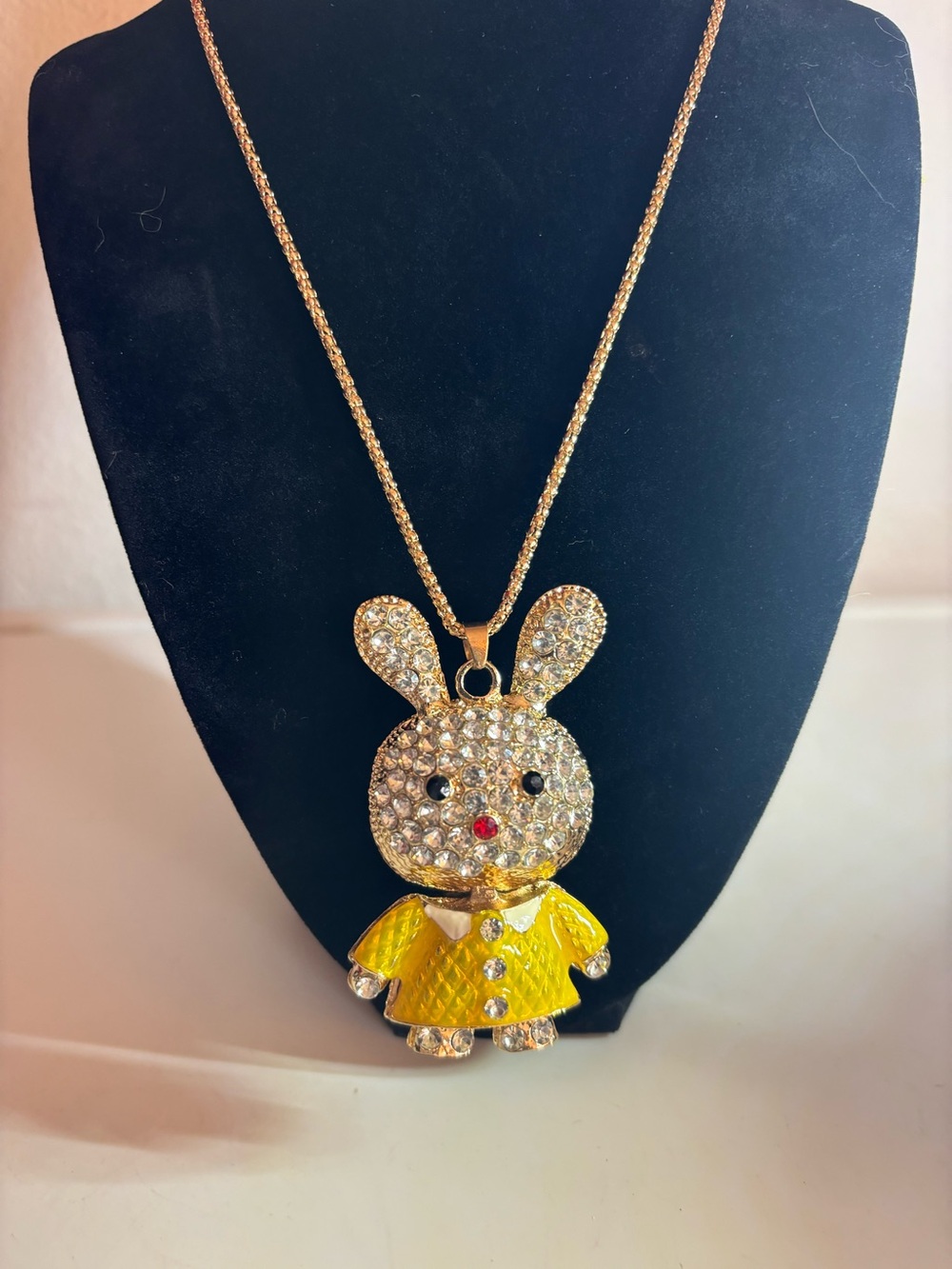 Betsey Johnson Rhinestone Bunny Necklace/Bag Charm/Keychain, NEW with Tag